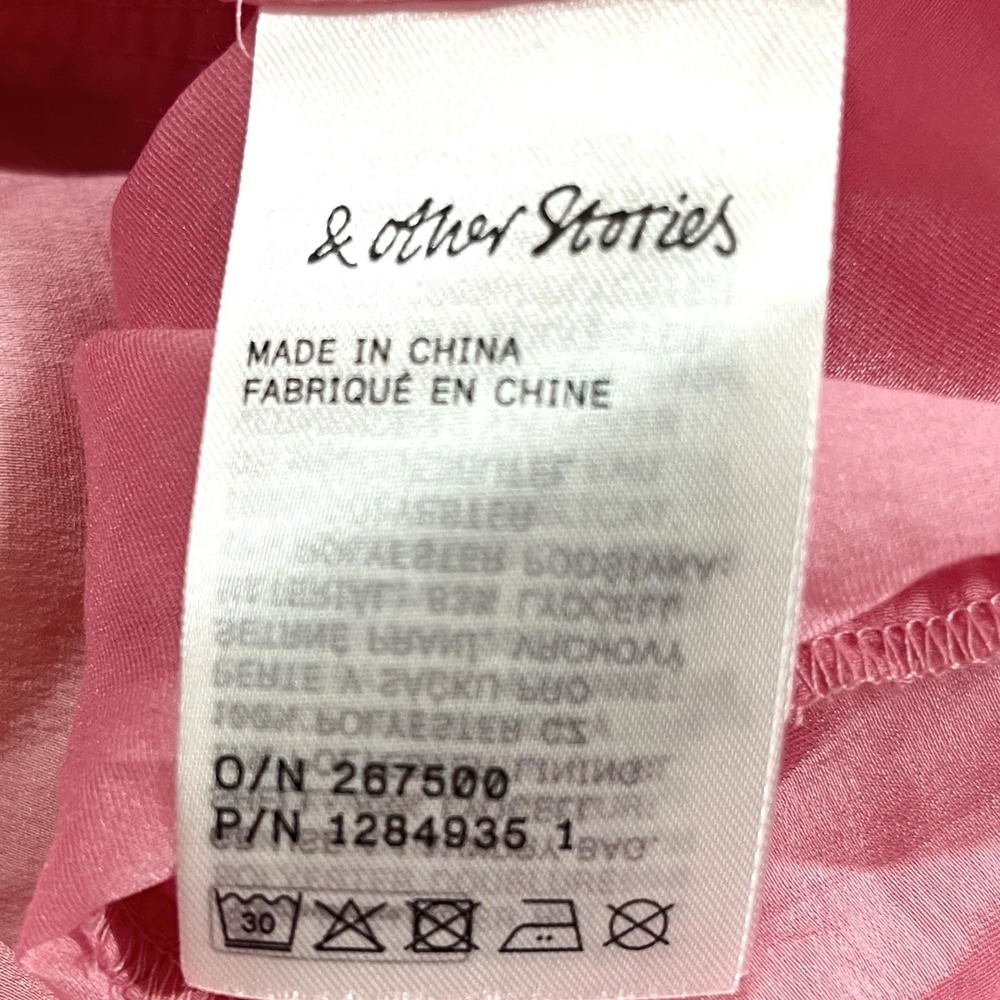 NEW & Other Stories Ruffle Maxi Dress Size 10 Pink Voile Tiers Corset Bodice - Picture 8 of 9